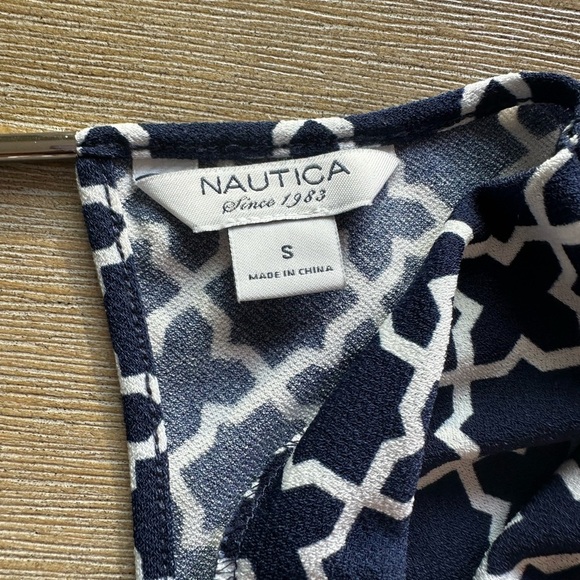 Nautica Navy and White Geometric Midi Dress - Picture 3 of 7